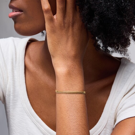 10K Hollow Gold Infinity Chain Bracelet Made in Italy - 7.5"