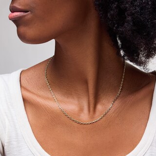 10K Hollow Gold Diamond-Cut Cable Chain Made in Italy - 18"