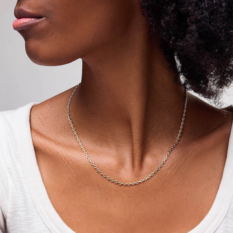 Main Image 2 of 10K Hollow Gold Diamond-Cut Cable Chain Made in Italy - 18"