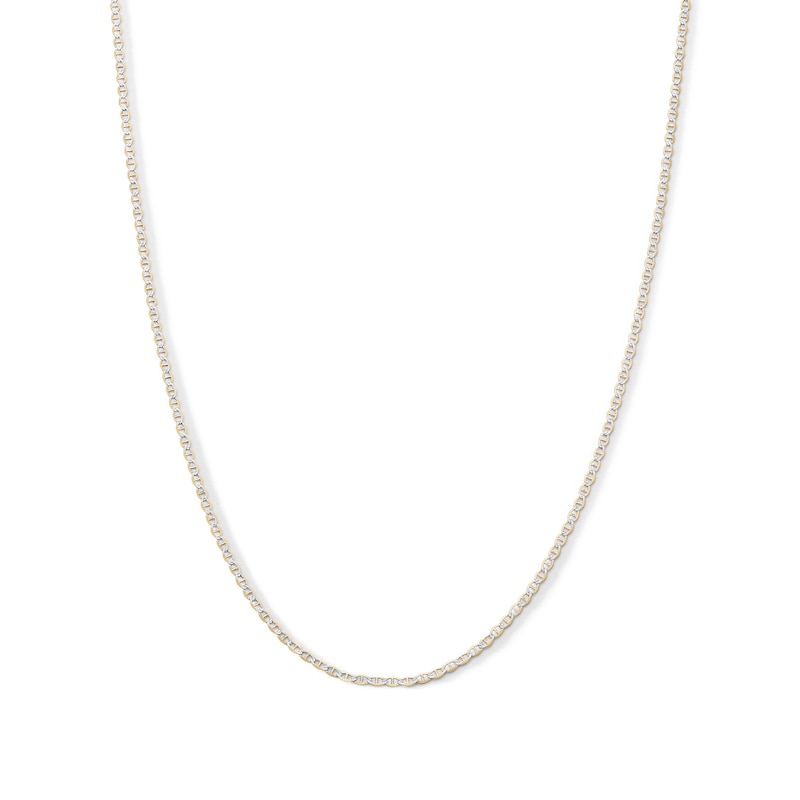 10K Solid Diamond-Cut Mariner Chain Made in Italy - 18"