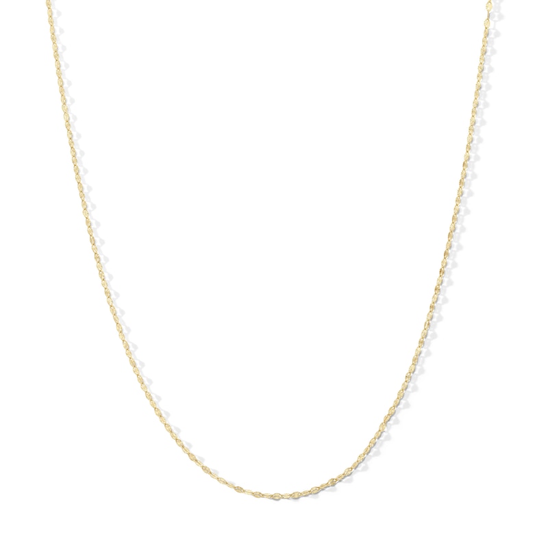 10K Solid Gold Diamond-Cut Stamp Mirror Chain Made in Italy - 16"