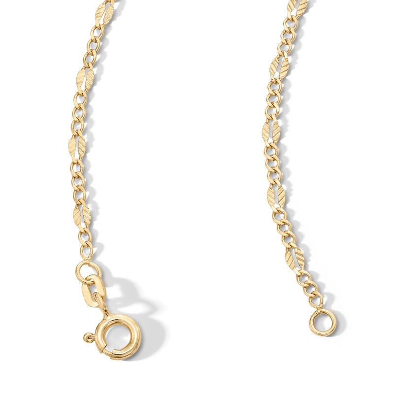 10K Solid Gold Hammered Figaro Chain Made in Italy - 18"