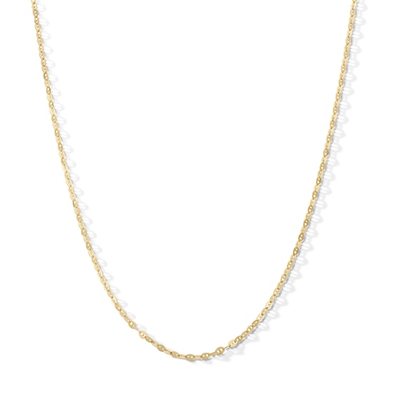 10K Solid Gold Diamond-Cut Mariner Chain Made in Italy - 18"