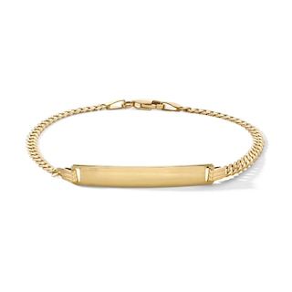 10K Solid Gold Flat Curb ID Chain Bracelet Made in Italy - 7.5"
