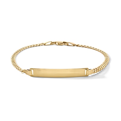 10K Solid Gold Flat Curb ID Chain Bracelet Made in Italy - 7.5"