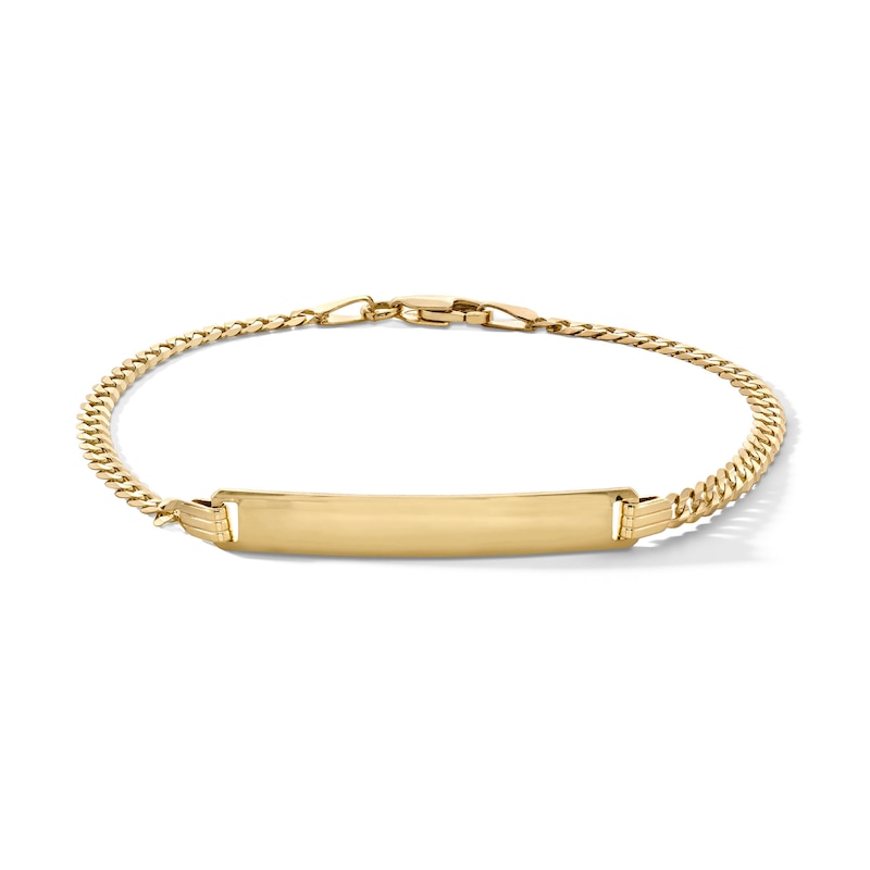 10K Solid Gold Flat Curb ID Chain Bracelet Made in Italy - 7.5"