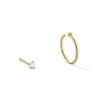 Thumbnail Image 1 of 14K Gold Simulated Opal Stud and Hoop Set - 18G 5/16"