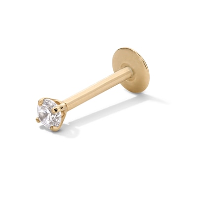 14K Hollow Gold CZ Stud