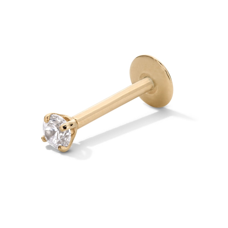 14K Hollow Gold CZ Stud