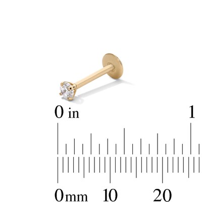 14K Hollow Gold CZ Stud