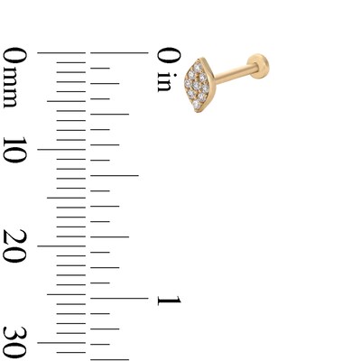 14K Hollow Gold CZ Eye Stud - 18G 5/16"