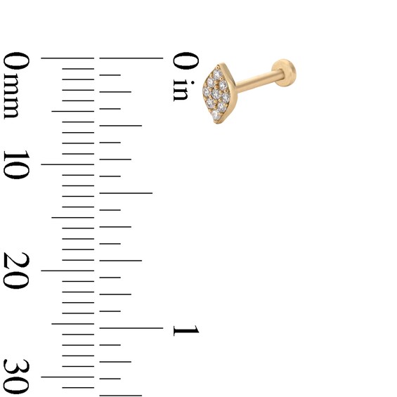 14K Hollow Gold CZ Eye Stud - 18G 5/16"