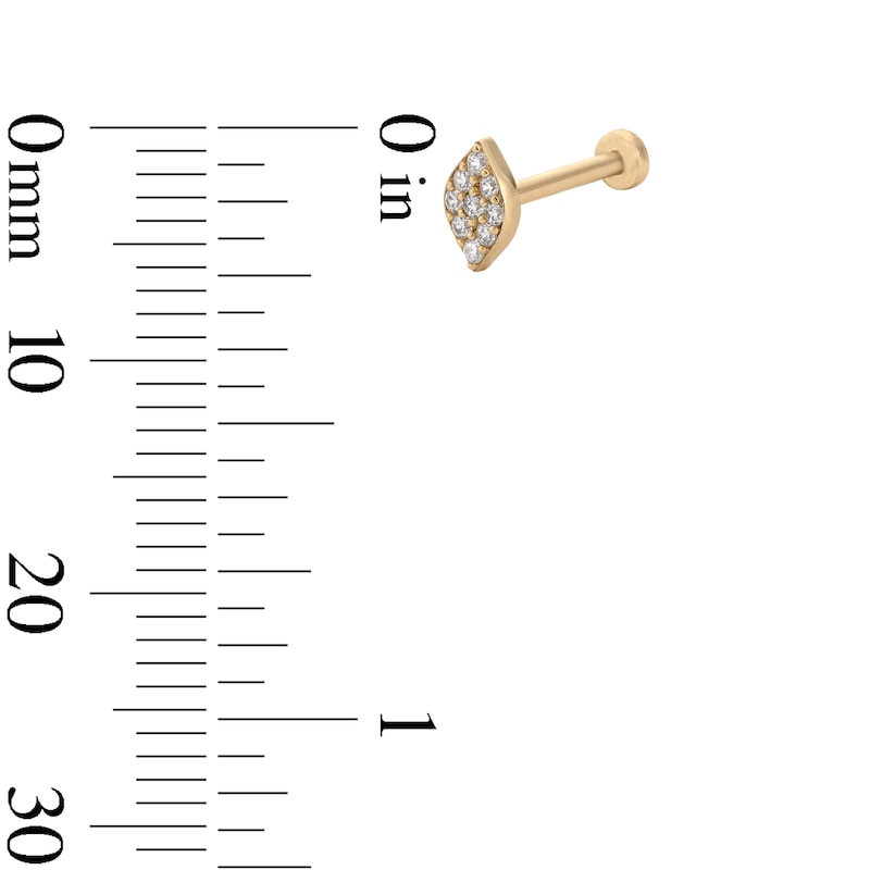 Main Image 2 of 14K Hollow Gold CZ Eye Stud - 18G 5/16"