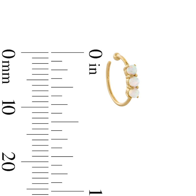 Main Image 2 of 14K Gold Simulated Opal Hoop - 18G 5/16"