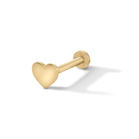 14K Gold Heart Stud - 18G 5/16"