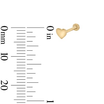 14K Gold Heart Stud - 18G 5/16"
