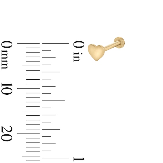 14K Gold Heart Stud - 18G 5/16"
