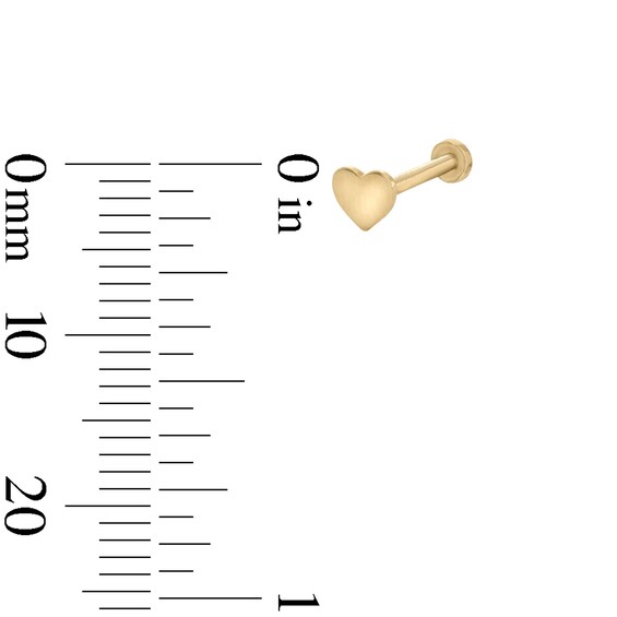 14K Gold Heart Stud - 18G 5/16"
