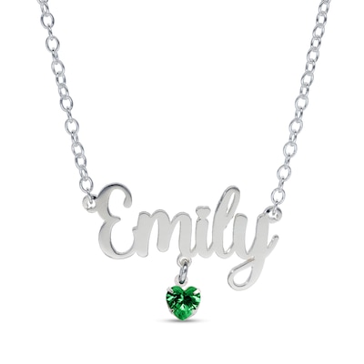 Sterling Silver Birthstone Name Rolo Necklace - 16"