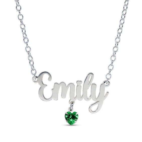 Sterling Silver Birthstone Name Rolo Necklace - 16"