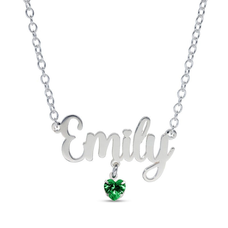 Sterling Silver Birthstone Name Rolo Necklace - 16"