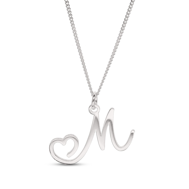 Sterling Silver Initial Heart Pendant - 18"