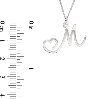 Sterling Silver Initial Heart Pendant - 18"