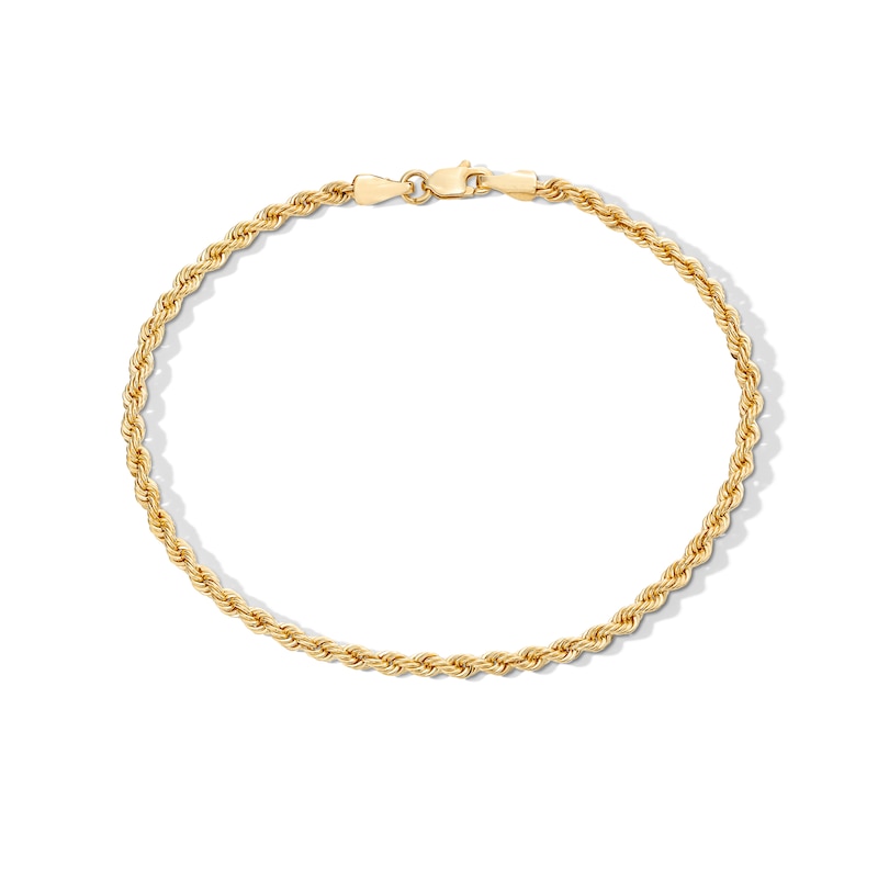 10K Hollow Gold Glitter Rope Chain Bracelet - 8"