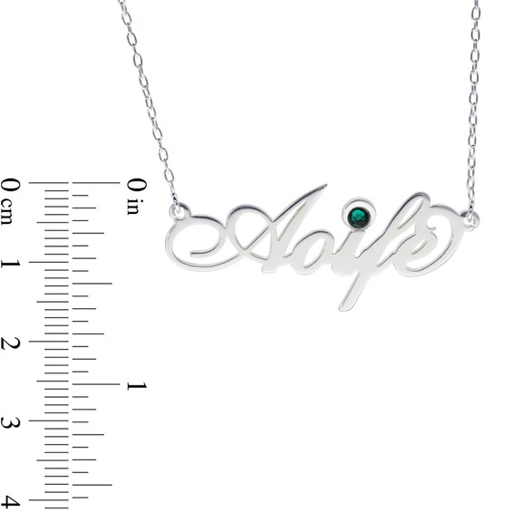 Sterling Silver Birthstone Fancy Name Rolo Necklace - 16"