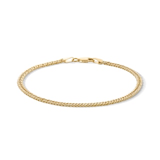 10K Semi-Solid Double Curb Chain Bracelet - 7.5"