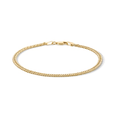 10K Semi-Solid Double Curb Chain Bracelet - 7.5"
