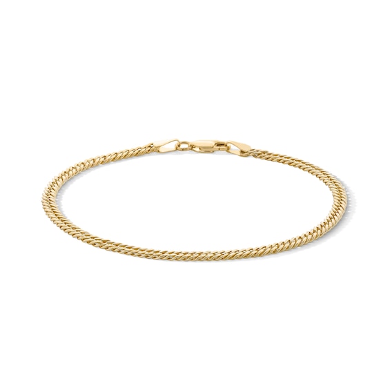 10K Semi-Solid Double Curb Chain Bracelet - 7.5"
