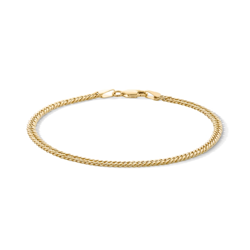 10K Semi-Solid Double Curb Chain Bracelet - 7.5"