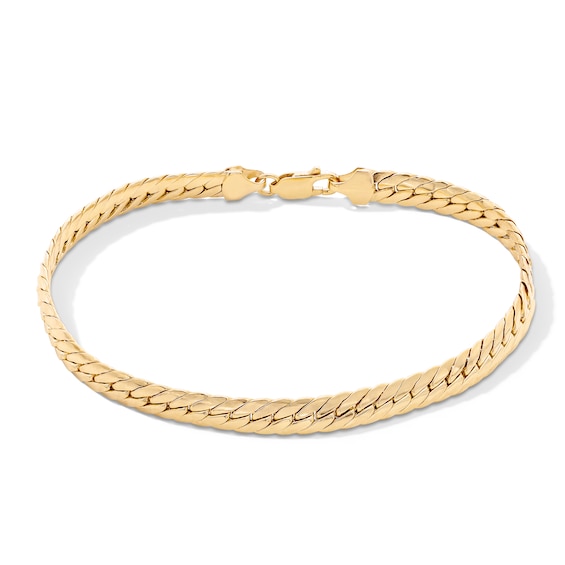 10K Semi-Solid Gold Tight Curb Chain Bracelet - 8.5"