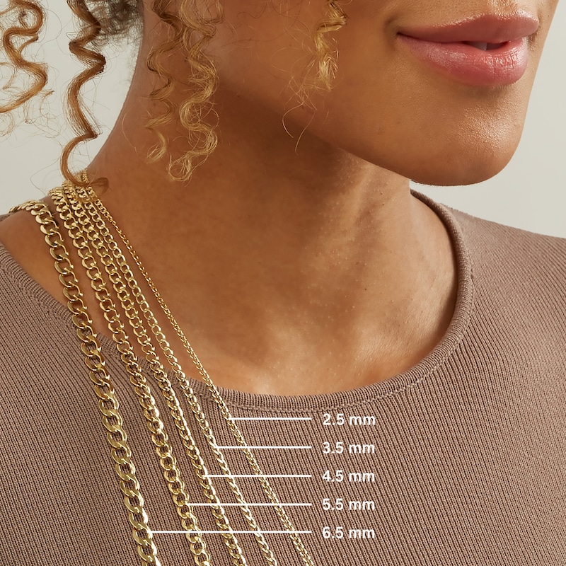 Main Image 7 of 10K Semi-Solid Gold Double Curb Chain - 22"