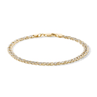 10K Semi-Solid Gold Diamond-Cut Rambo Chain Bracelet - 7.5"