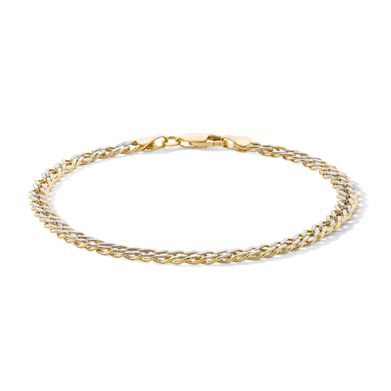 10K Semi-Solid Gold Diamond-Cut Rambo Chain Bracelet - 7.5"