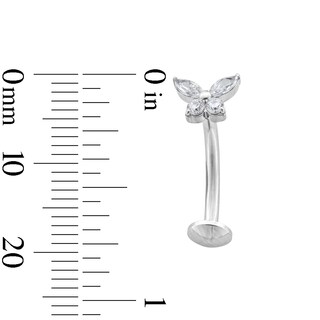 Stainless Steel CZ Butterfly Floating Belly Ring - 14G 7/16"