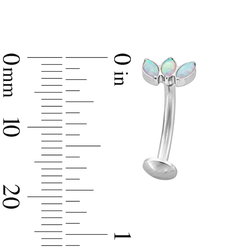 Main Image 2 of Stainless Steel Simulated Opal Marquise Floating Belly Ring - 14G 7/16"