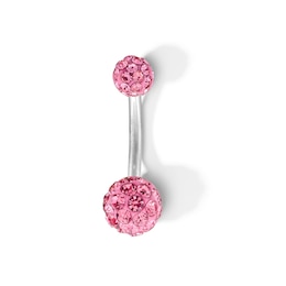 Stainless Steel Simulated Crystal Belly Button Ring - 14G 3/8"