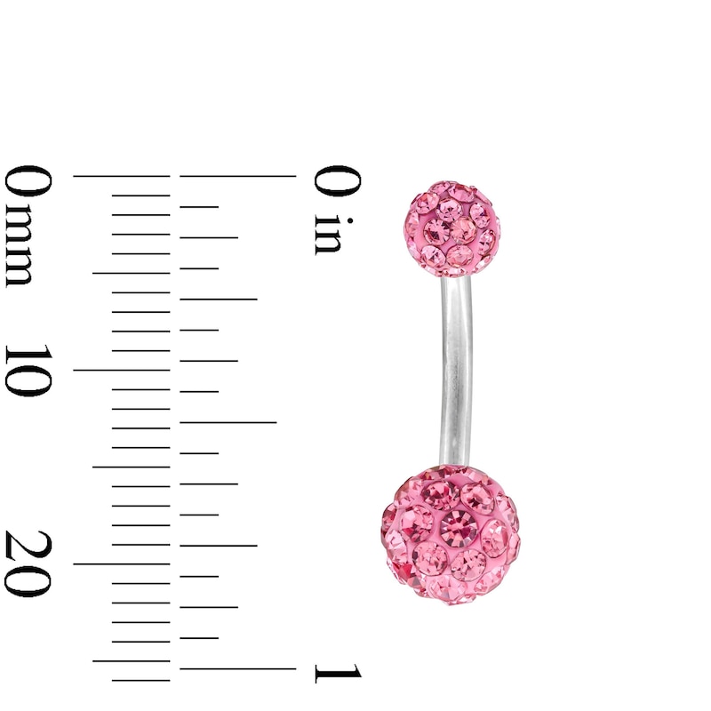 Main Image 2 of Stainless Steel Simulated Crystal Belly Button Ring - 14G 3/8"