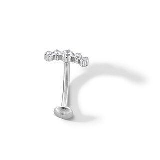 Stainless Steel CZ Five Stone Floating Belly Button Ring - 14G 7/16"