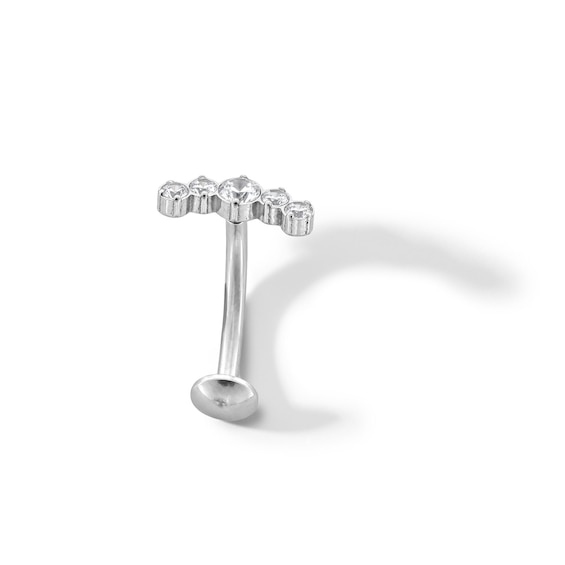 Stainless Steel CZ Five Stone Floating Belly Button Ring - 14G 7/16"