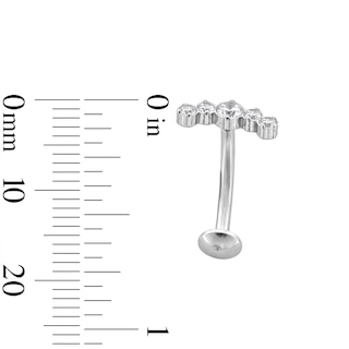 Stainless Steel CZ Five Stone Floating Belly Button Ring - 14G 7/16"