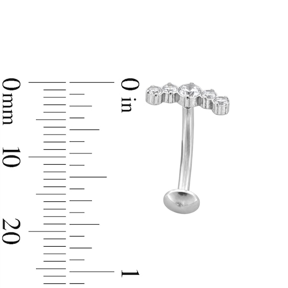 Stainless Steel CZ Five Stone Floating Belly Button Ring - 14G 7/16"