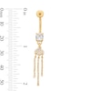 Thumbnail Image 2 of Yellow Ion Plated CZ Cloud Chains Dangle Belly Ring - 14G 7/16"