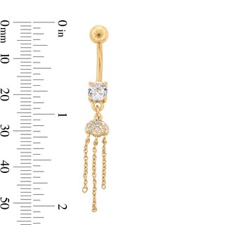 Yellow Ion Plated CZ Cloud Chains Dangle Belly Ring - 14G 7/16"
