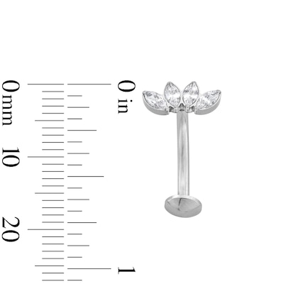 Stainless Steel CZ Marquise Floating Belly Button Ring
