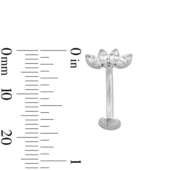 Stainless Steel CZ Marquise Floating Belly Button Ring