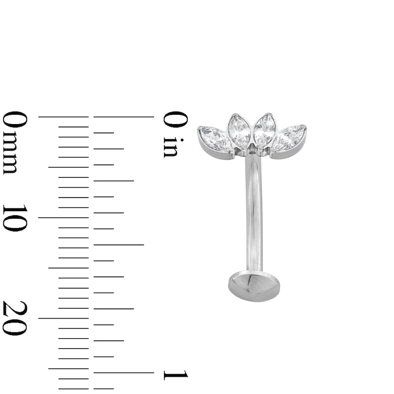 Main Image 2 of Stainless Steel CZ Marquise Floating Belly Button Ring - 14G 7/16"